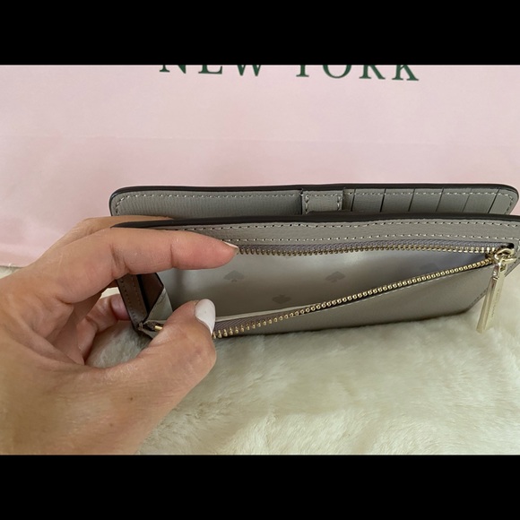 NWT!Kate Spade Staci Saffiano Leather Large Slim Bifold Black - Picture 3 of 6